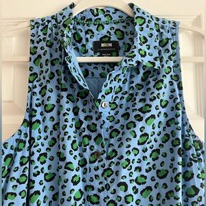 Maeve by Anthropologie button down blue cheetah print dress